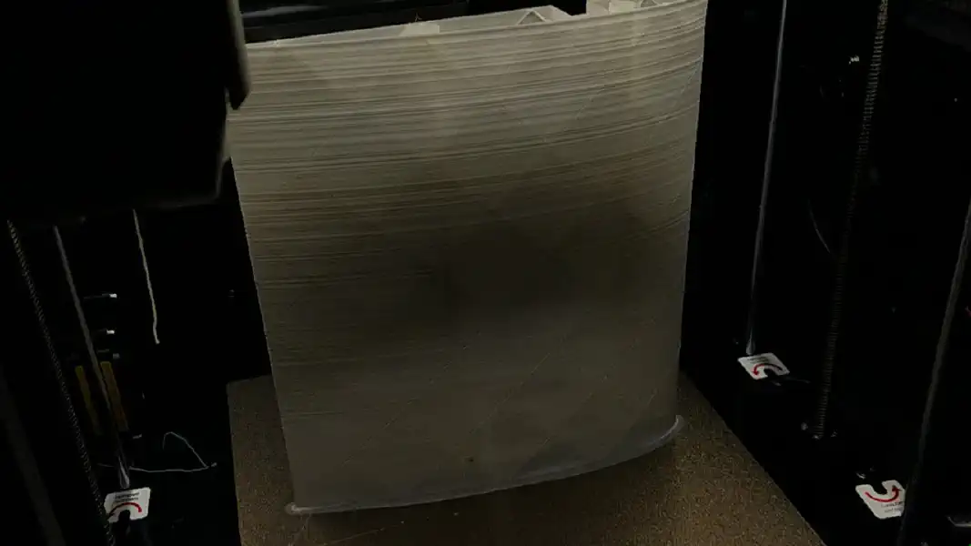 Our 3d printed wing on the print bed